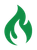 A green, stylized flame icon with a white cutout flame shape in the center.