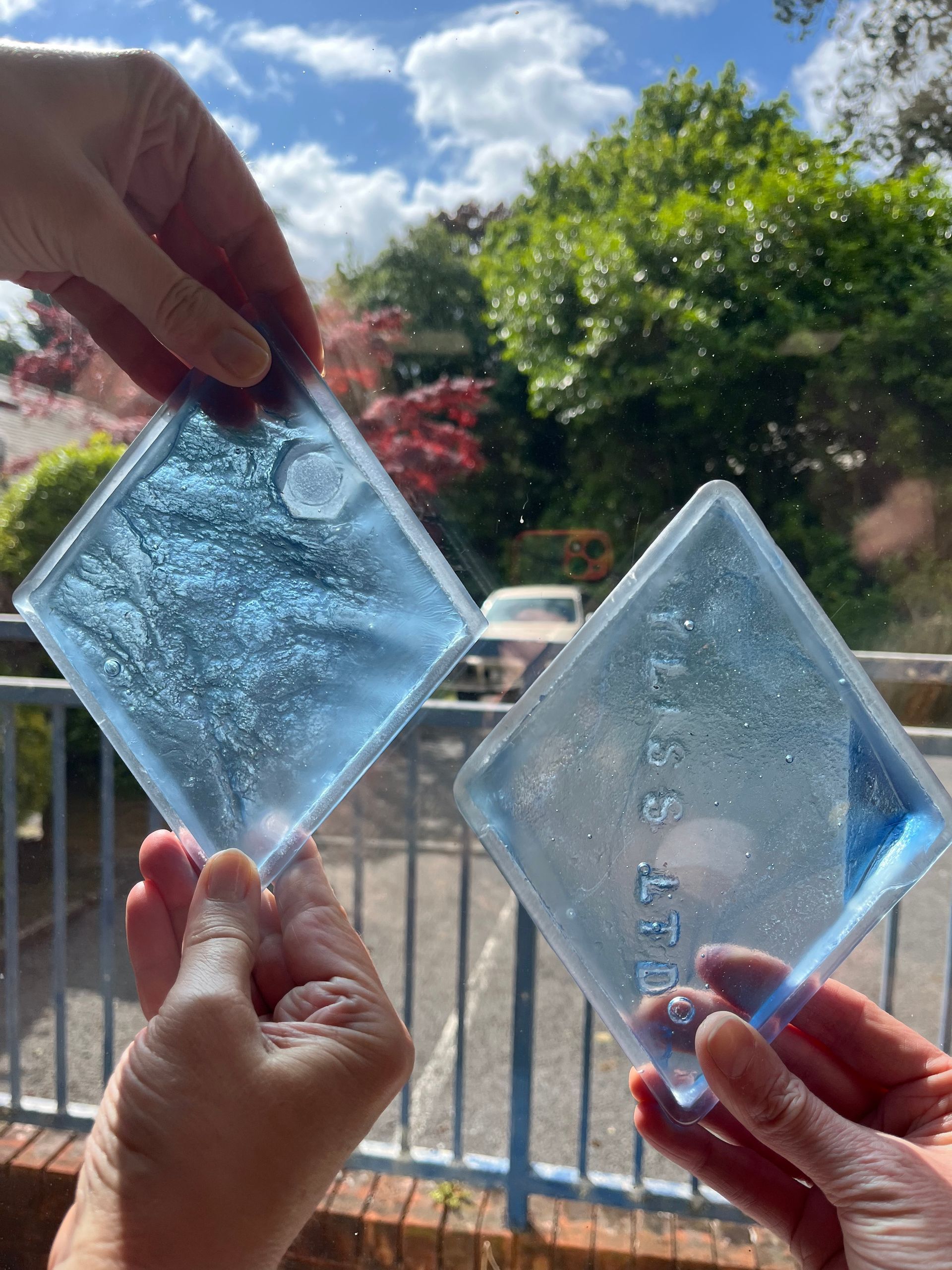 Quarry diamond cast glass textures by Amy Whittingham