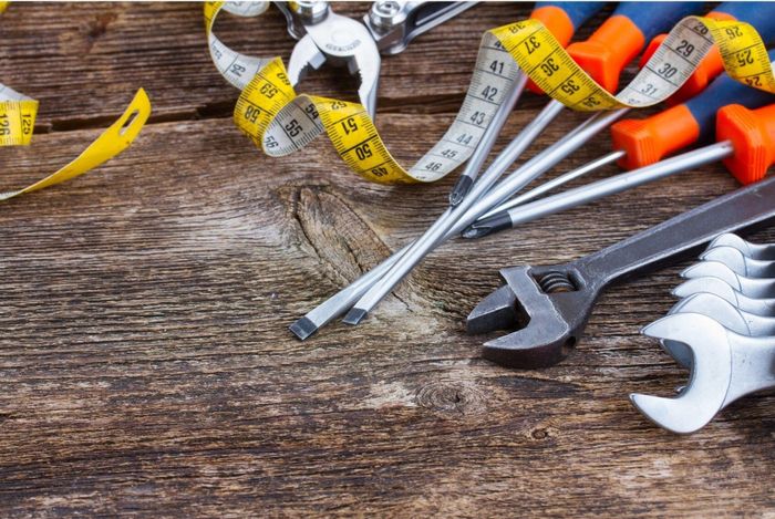 background of tools and measuring tape