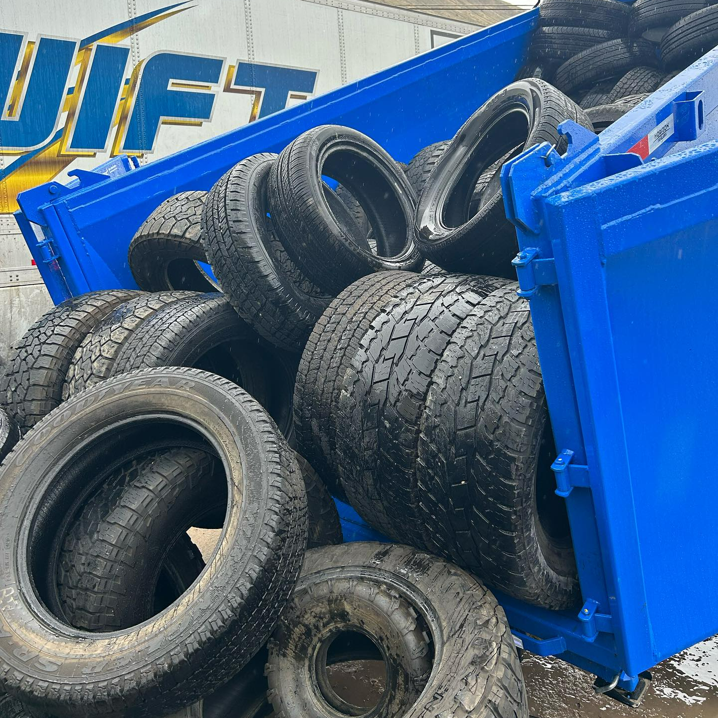 Dumpster Filled With Tires - Bluffdale, UT - Trash Panda Disposal