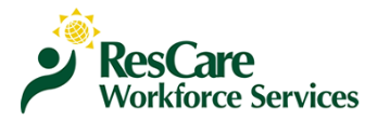 A logo for rescare workforce services with a sun on it