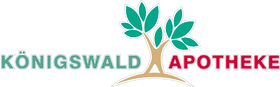 Ein Logo für eine Apotheke mit einem Baum und Blättern.