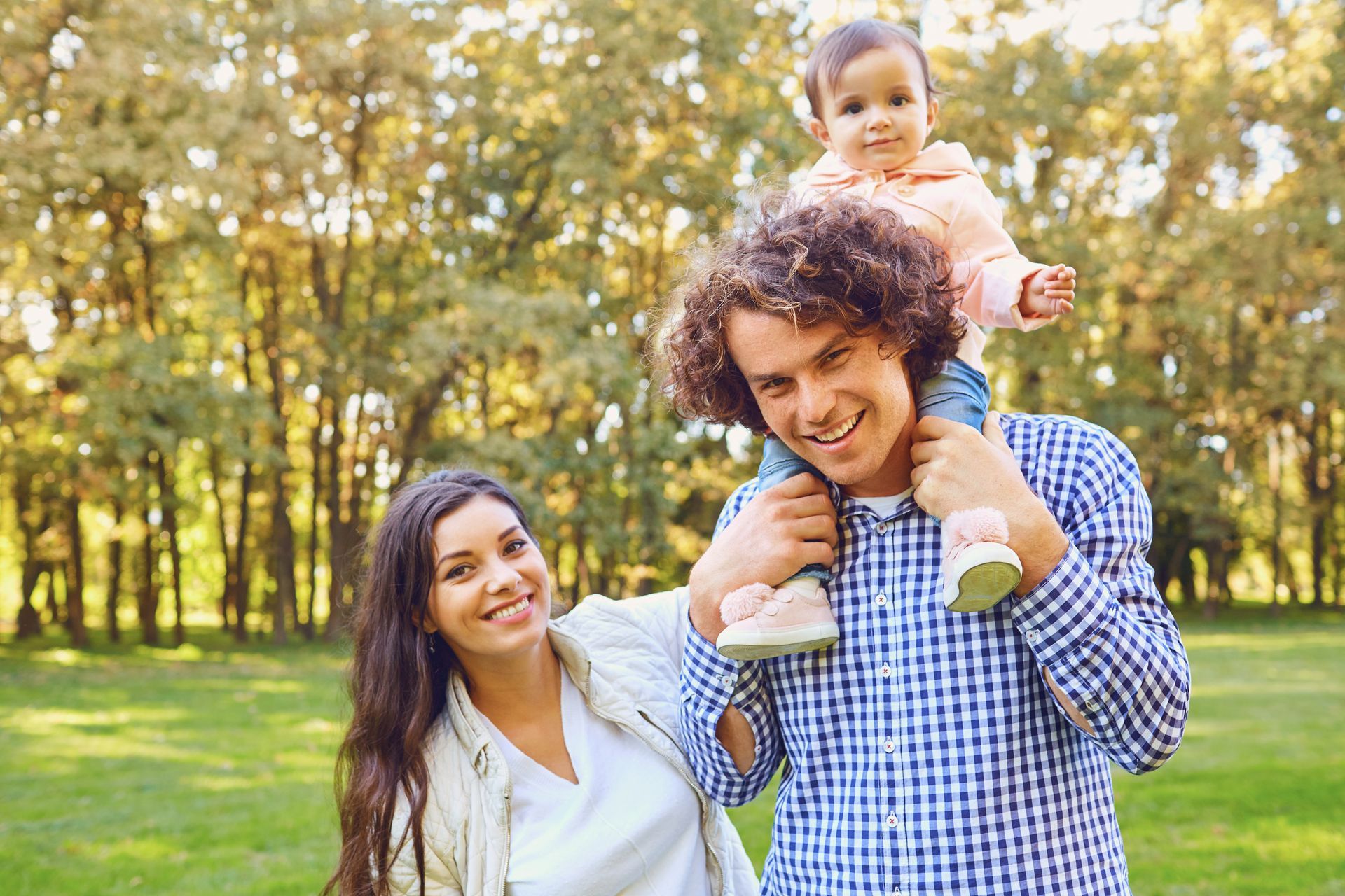 family spending time in the park