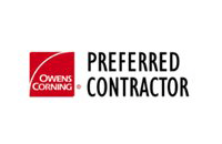 Owens Corning Preferred Contractor logo: red square with white arched line and text.