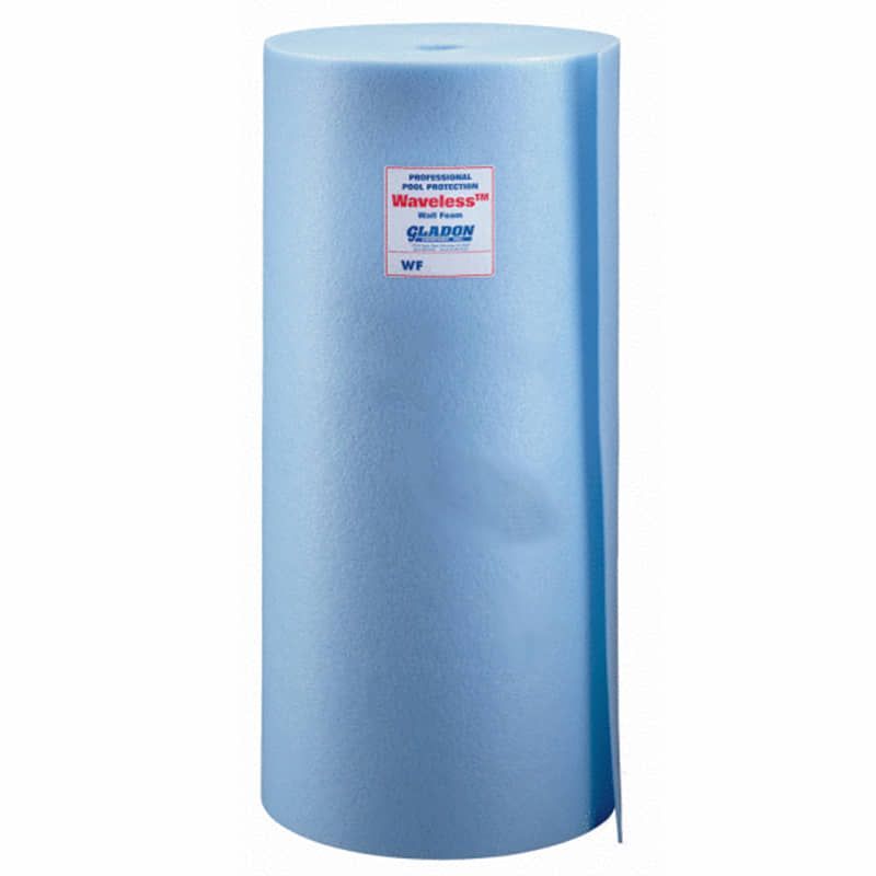 A roll of blue foam with a label on it