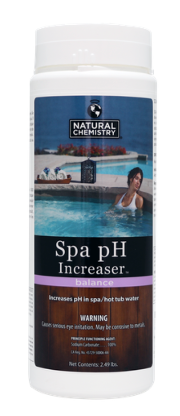 A bottle of natural chemistry spa ph increaser