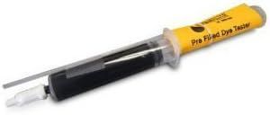 A yellow and black syringe with a needle on a white background.
