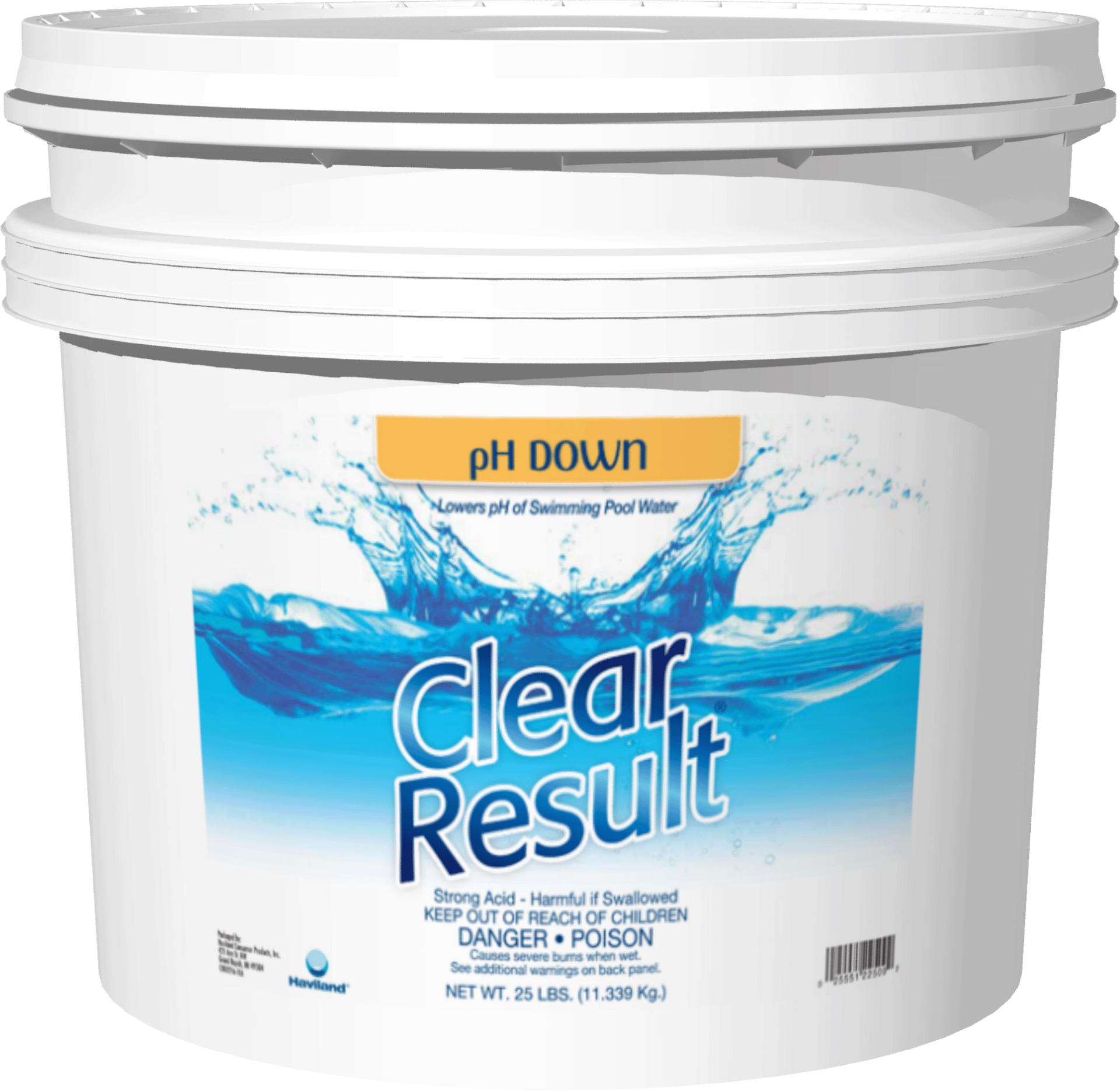 A bucket of clear result ph down on a white background