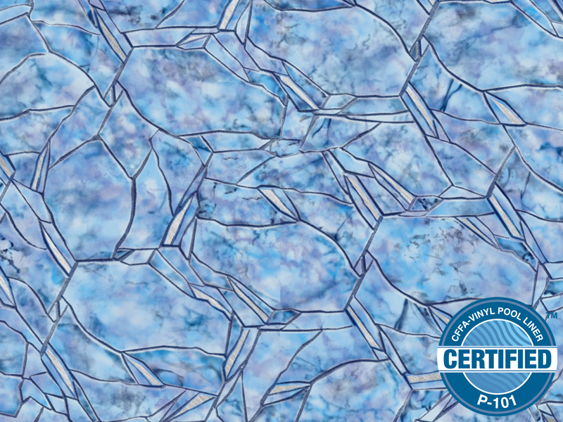 A close up of a certified swimming pool liner