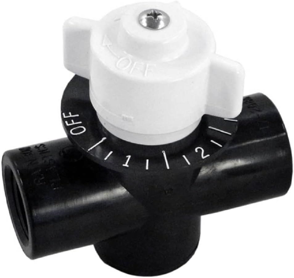 A black and white valve with the word off on it