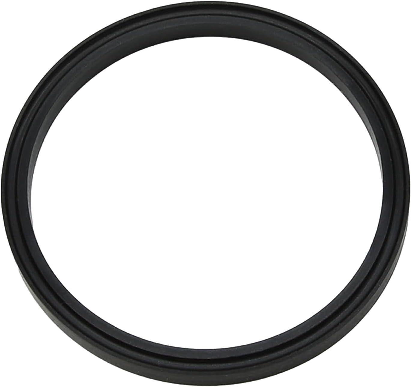 A black rubber ring on a white background