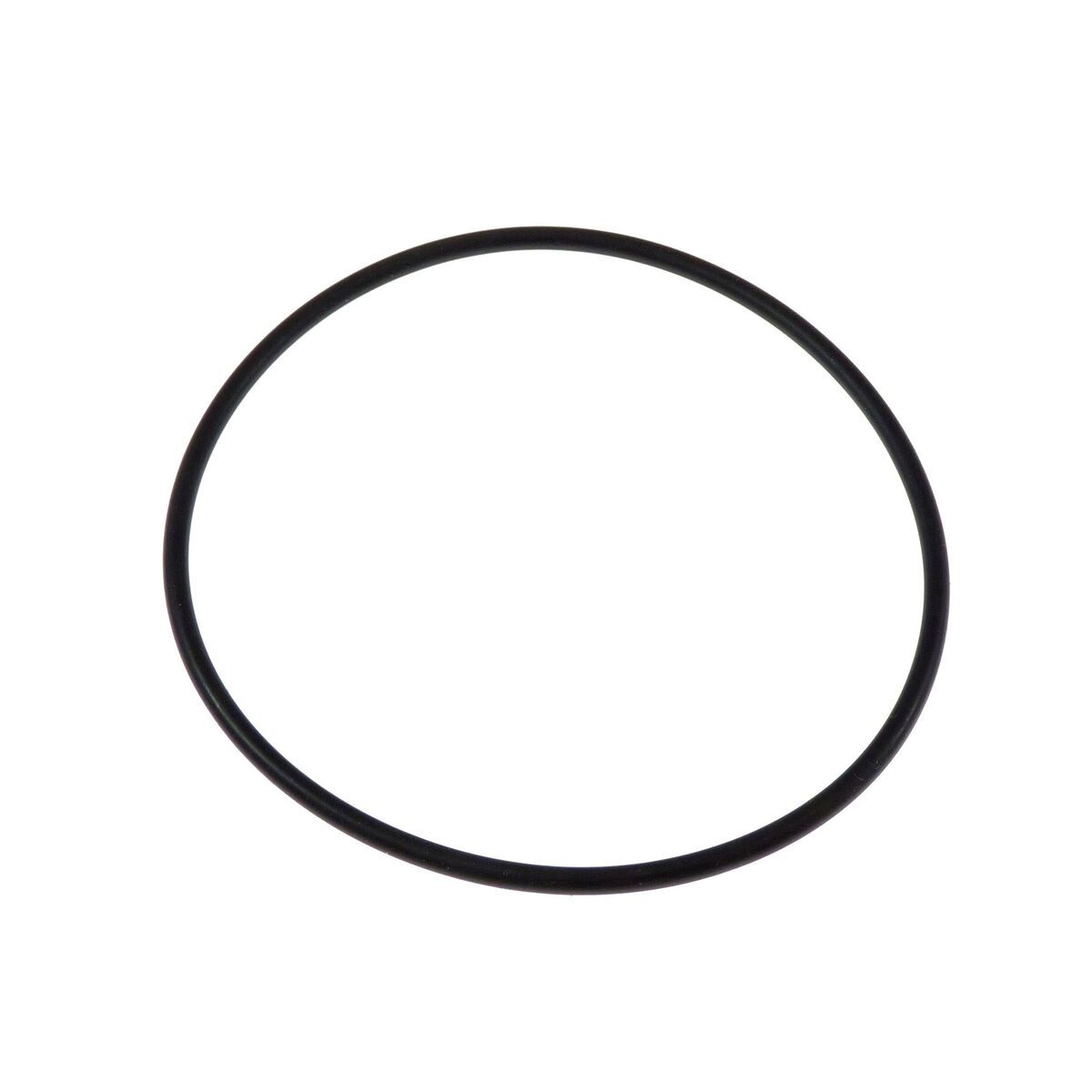 A black rubber ring on a white background