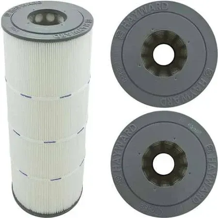 A stack of hayward filter cartridges sitting next to each other on a white background.