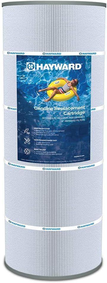 A swimming pool filter with a picture of a person in a raft on it.