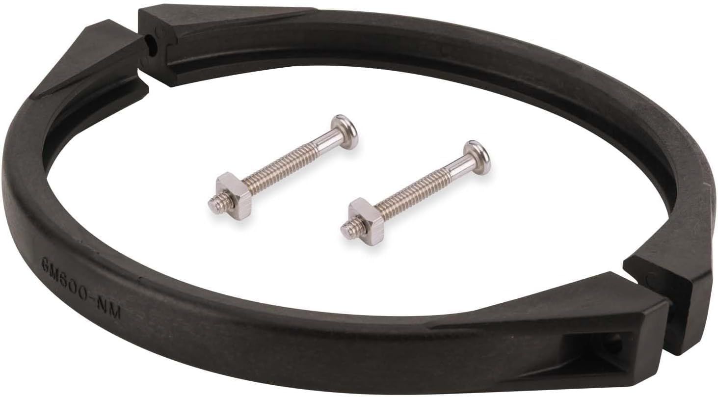 A black plastic ring with two screws attached to it