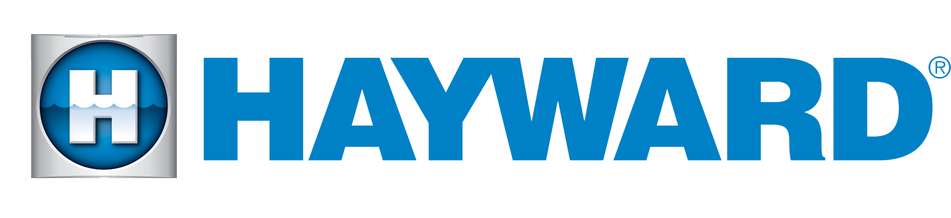 A blue and white logo for hayward swimming pools