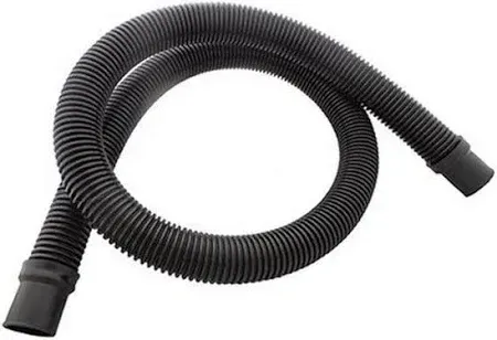 A black hose with a handle on a white background.