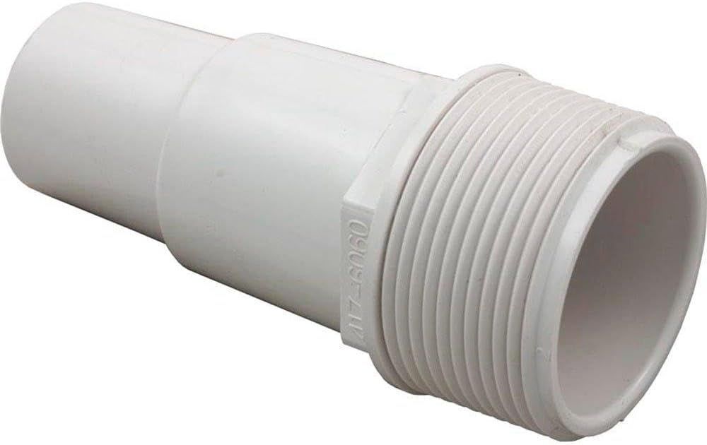 A white plastic pipe with a screw on the end on a white background.