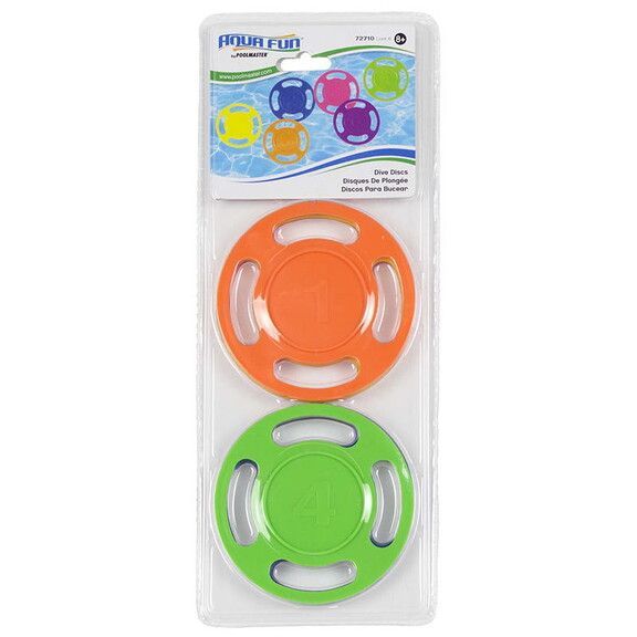 A package of frisbees with different colors on them