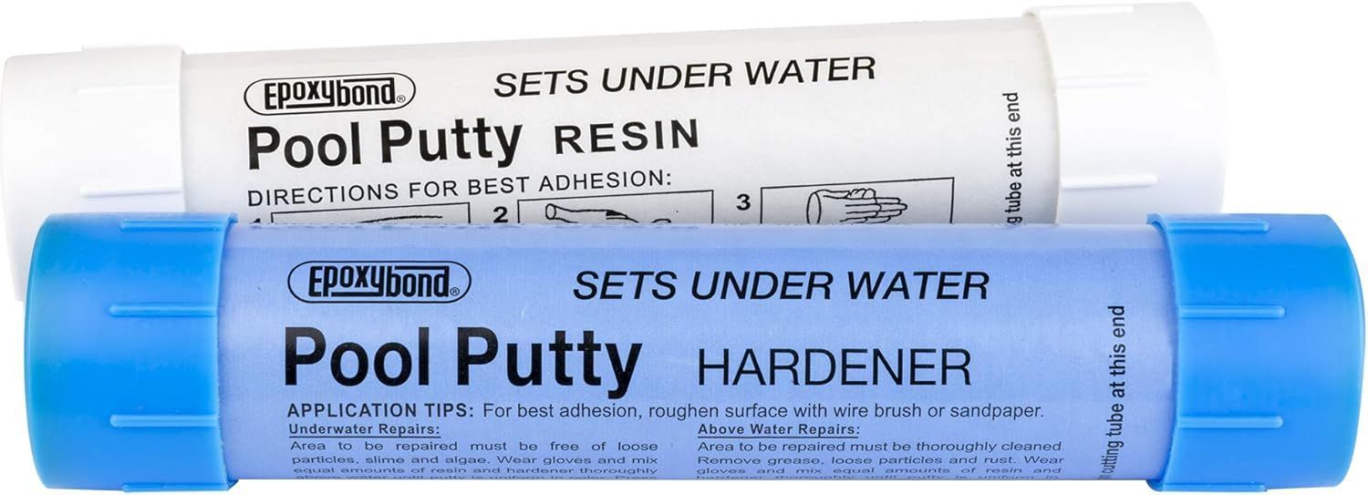 Two tubes of pool putty resin and pool putty hardener