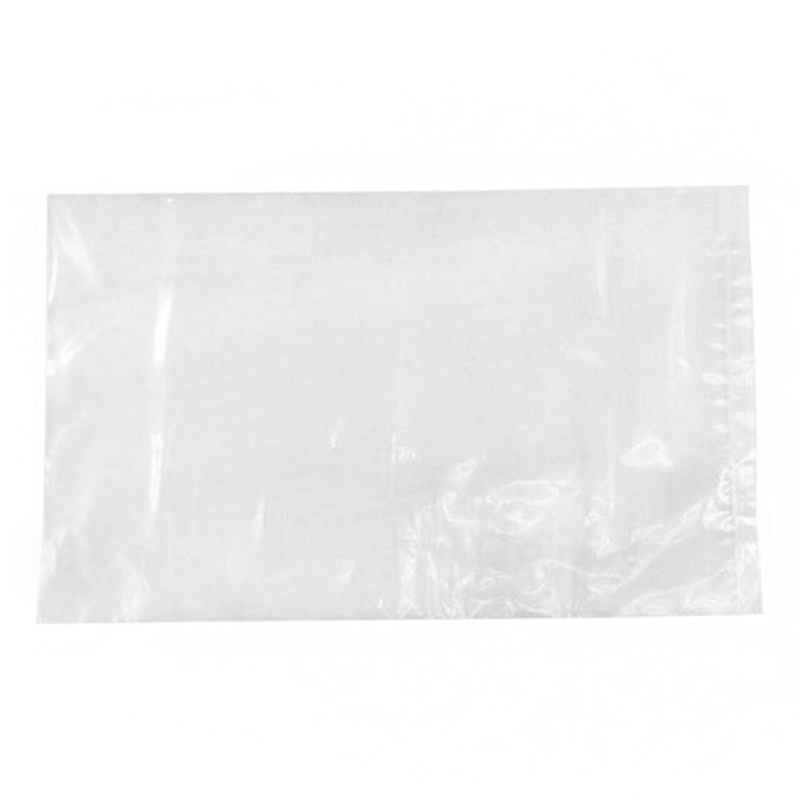 A clear plastic bag on a white background.