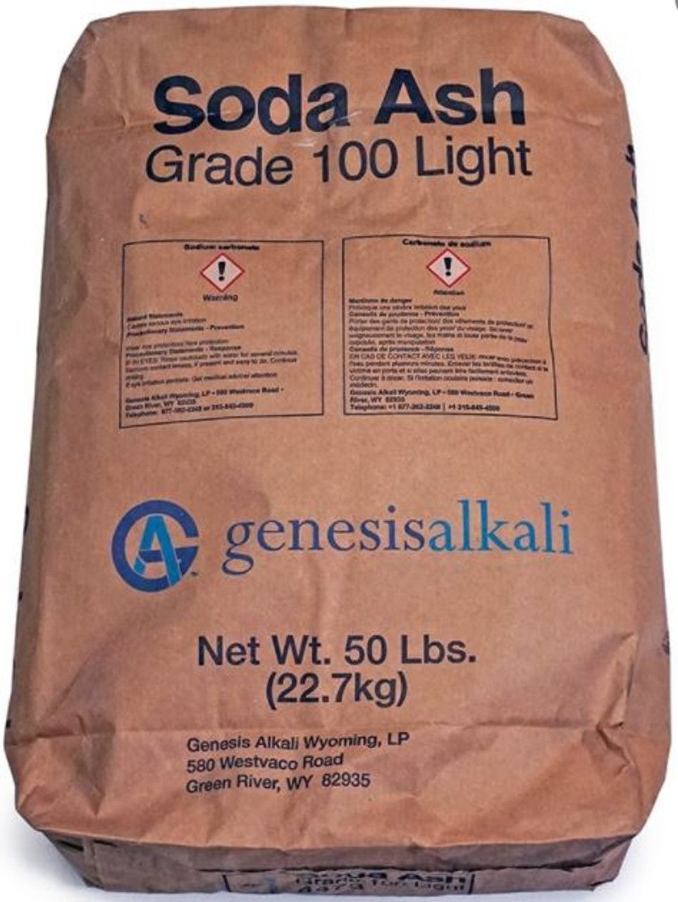 A brown bag of soda ash grade 100 light