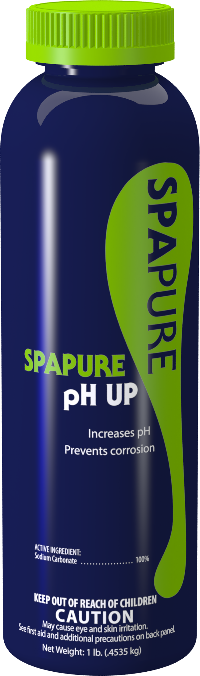A blue and green bottle of spapure ph up