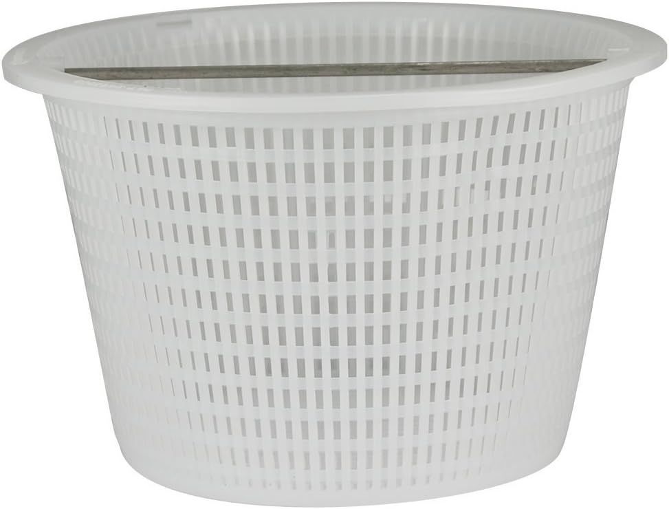 A white plastic basket with holes in it on a white background