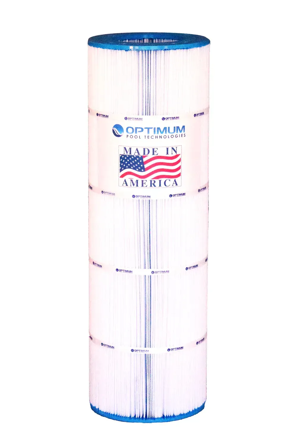 A white filter cartridge made in the usa on a white background.