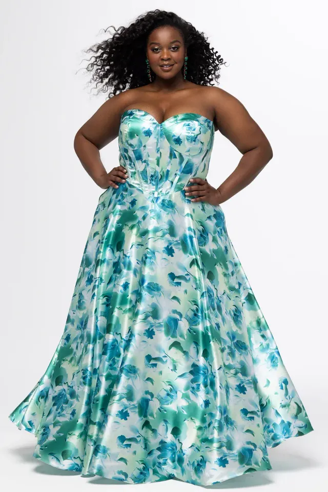 open lace back dress Rachel Allan 70279 Fitted Sequins Long Prom Dress