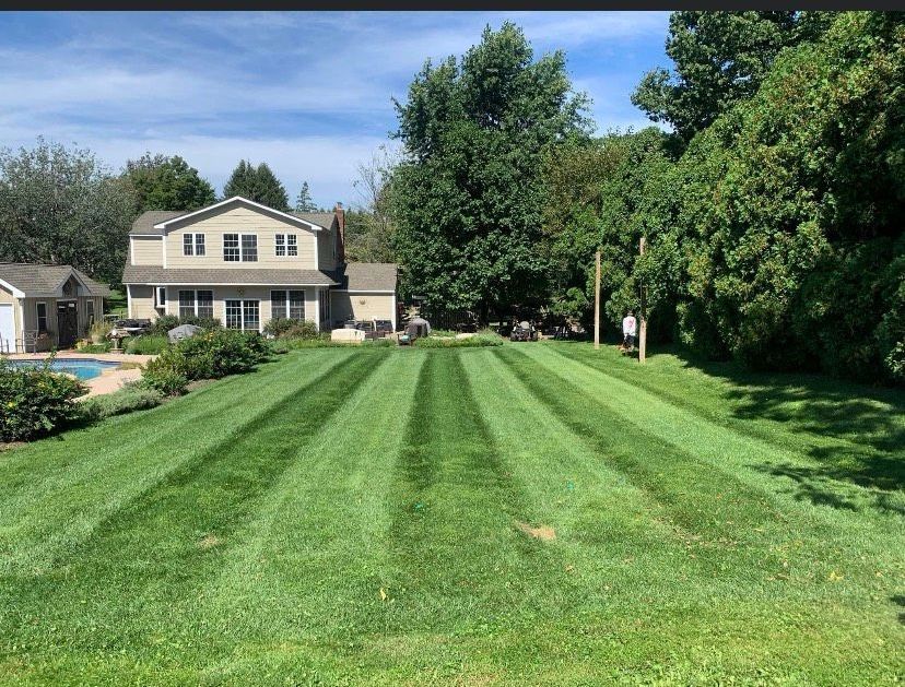 Lawn Mower Working In The Grass — Feasterville, PA — Robert’s Landscaping — Feasterville, PA — Robert’s Landscaping