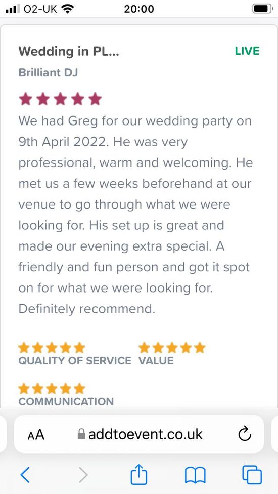 Review of wedding disco