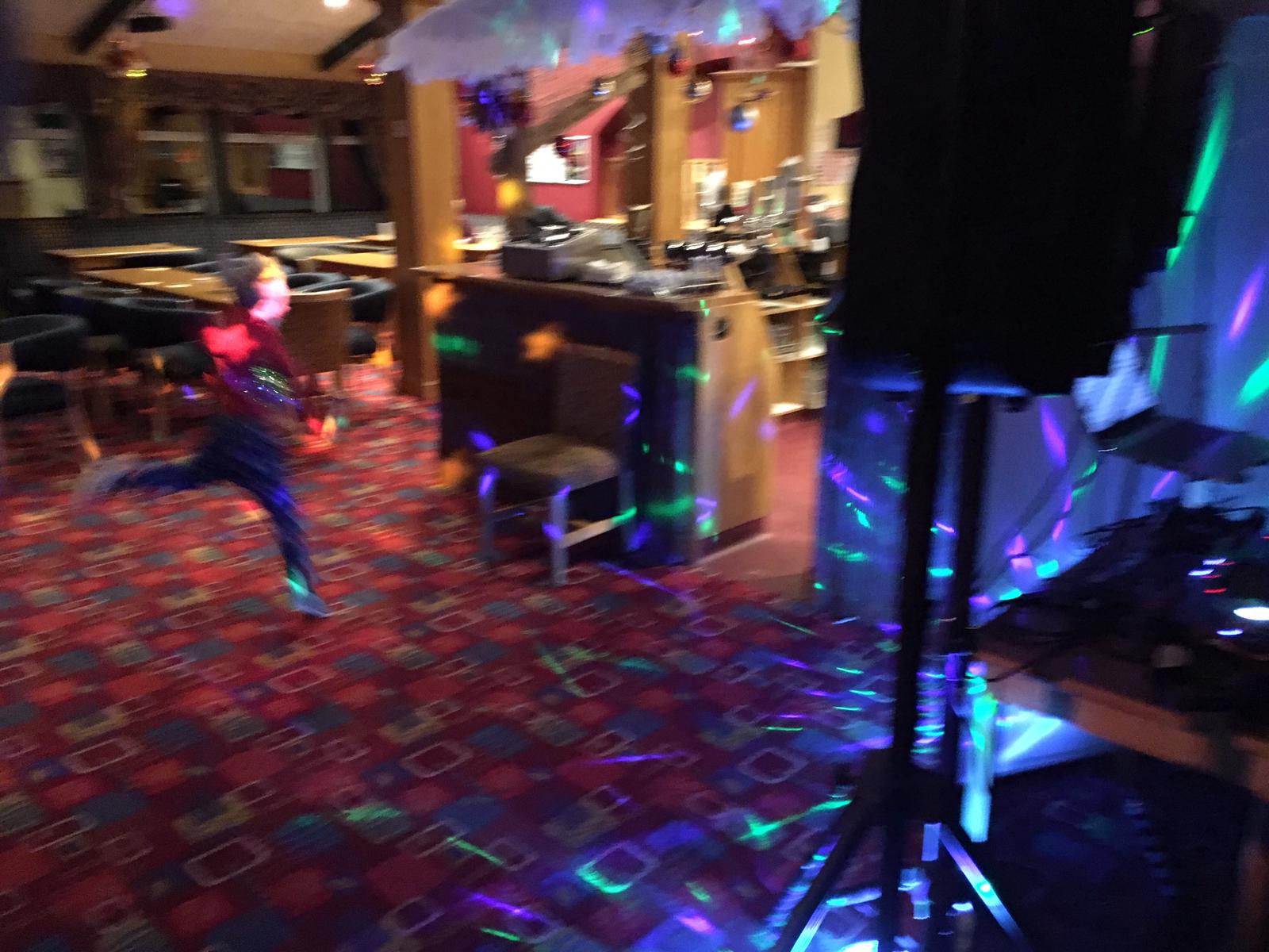 disco set up in a pub bar
