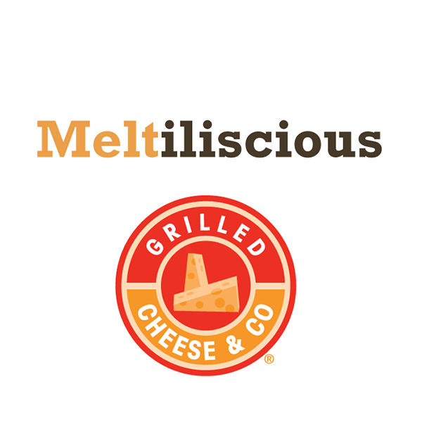 A logo for meltilicious grilled cheese and co.