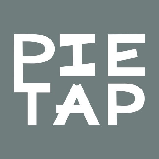 The pie tap logo is white on a gray background.