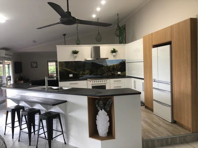 custom white and natural toned kitchen