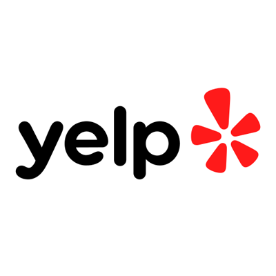 Yelp logo in black text with a red starburst icon