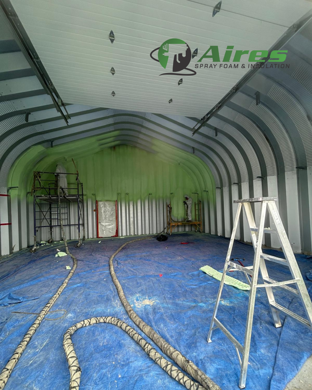 Quonset Spray Foam Insulation progress
