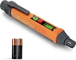 A voltage detector pen with three batteries attached to it.