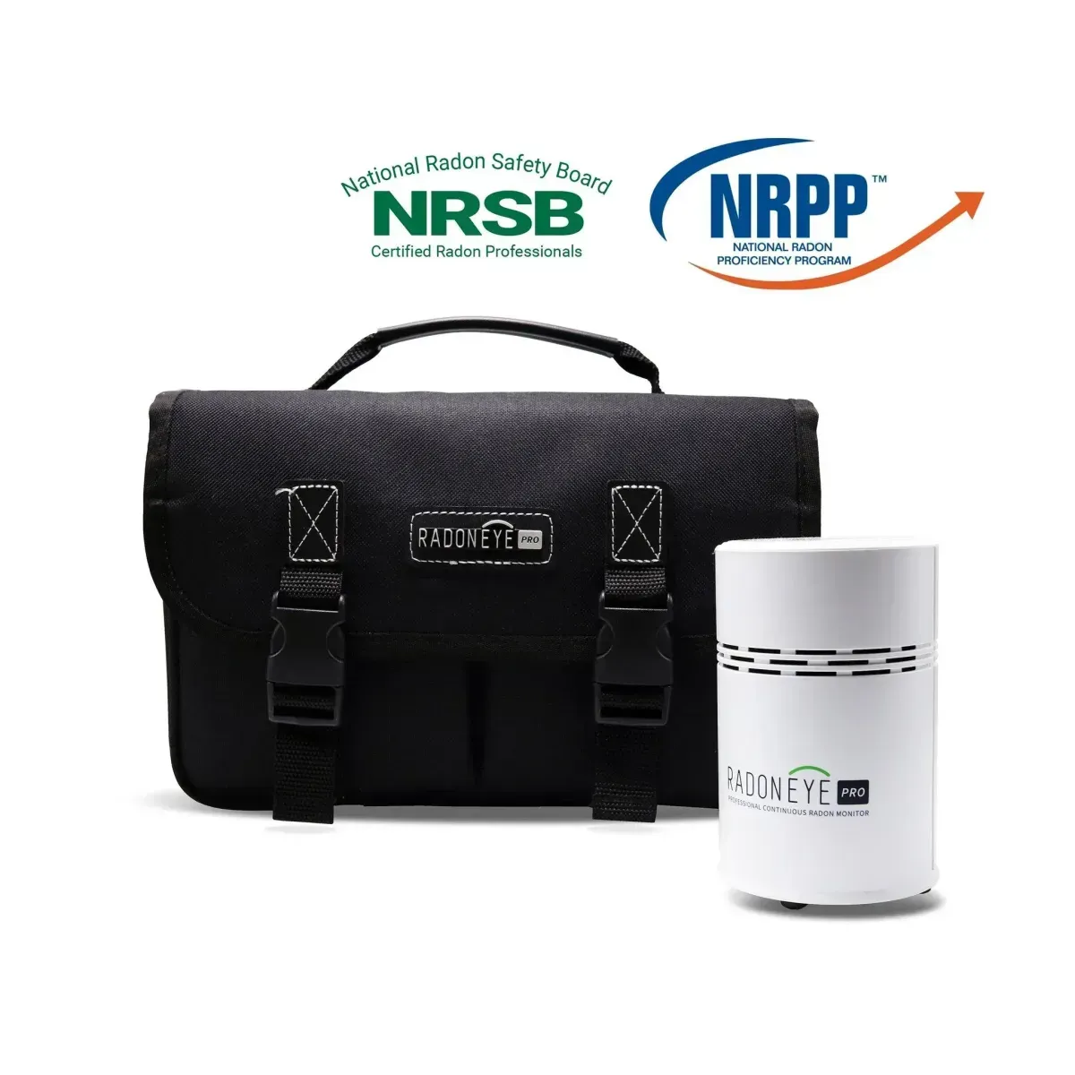 A briefcase with nrsb and nrpp logos on it