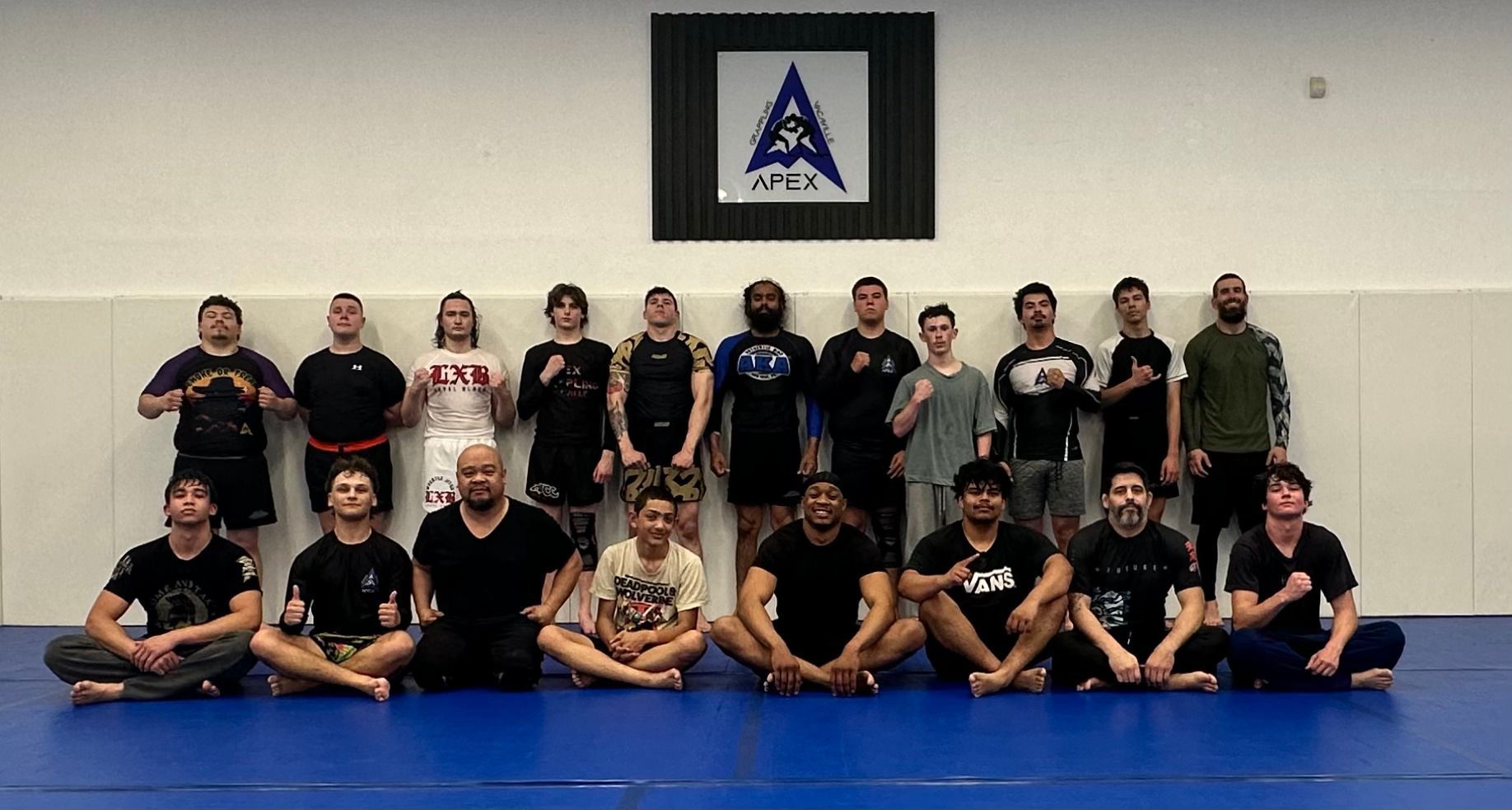 Adults practice grappling drills at Vacaville Grappling Academy in Vacaville, CA, building focus