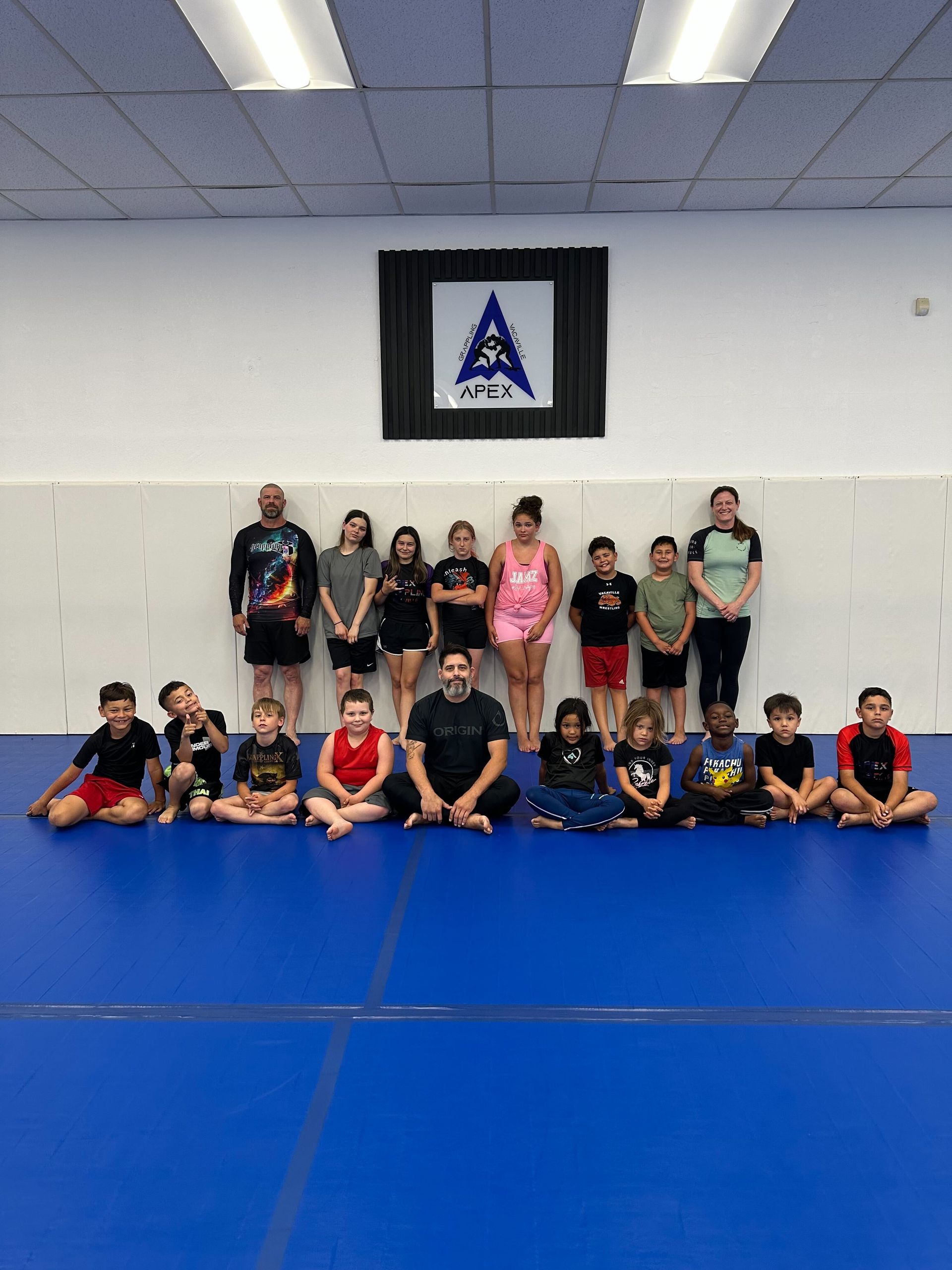 Kids practicing grappling drills at Vacaville Grappling Academy in Vacaville, building discipline.