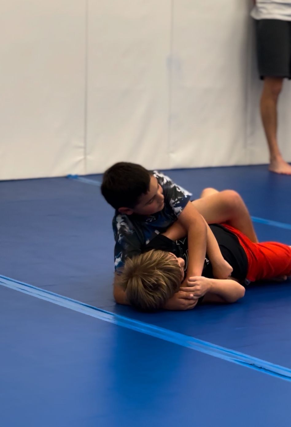 Kids practicing safe no-gi grappling drills at Vacaville Grappling Academy in Vacaville, CA.