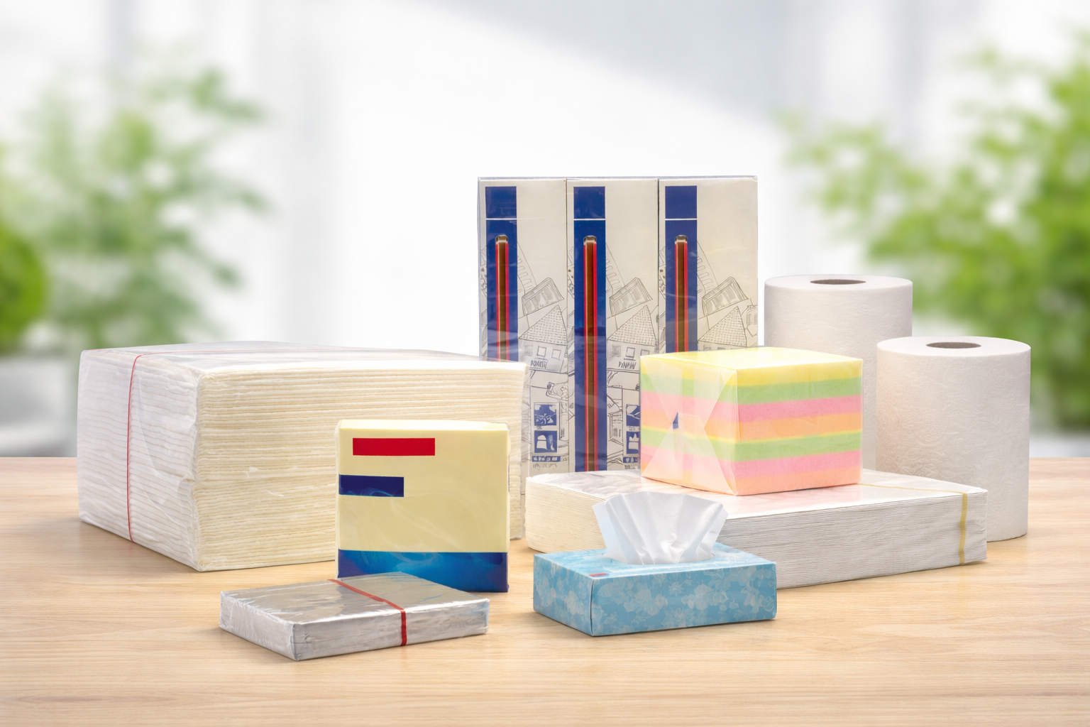 Produtos de papel e tissue embalados com soluções automáticas de overwrapping e sistemas modulares.