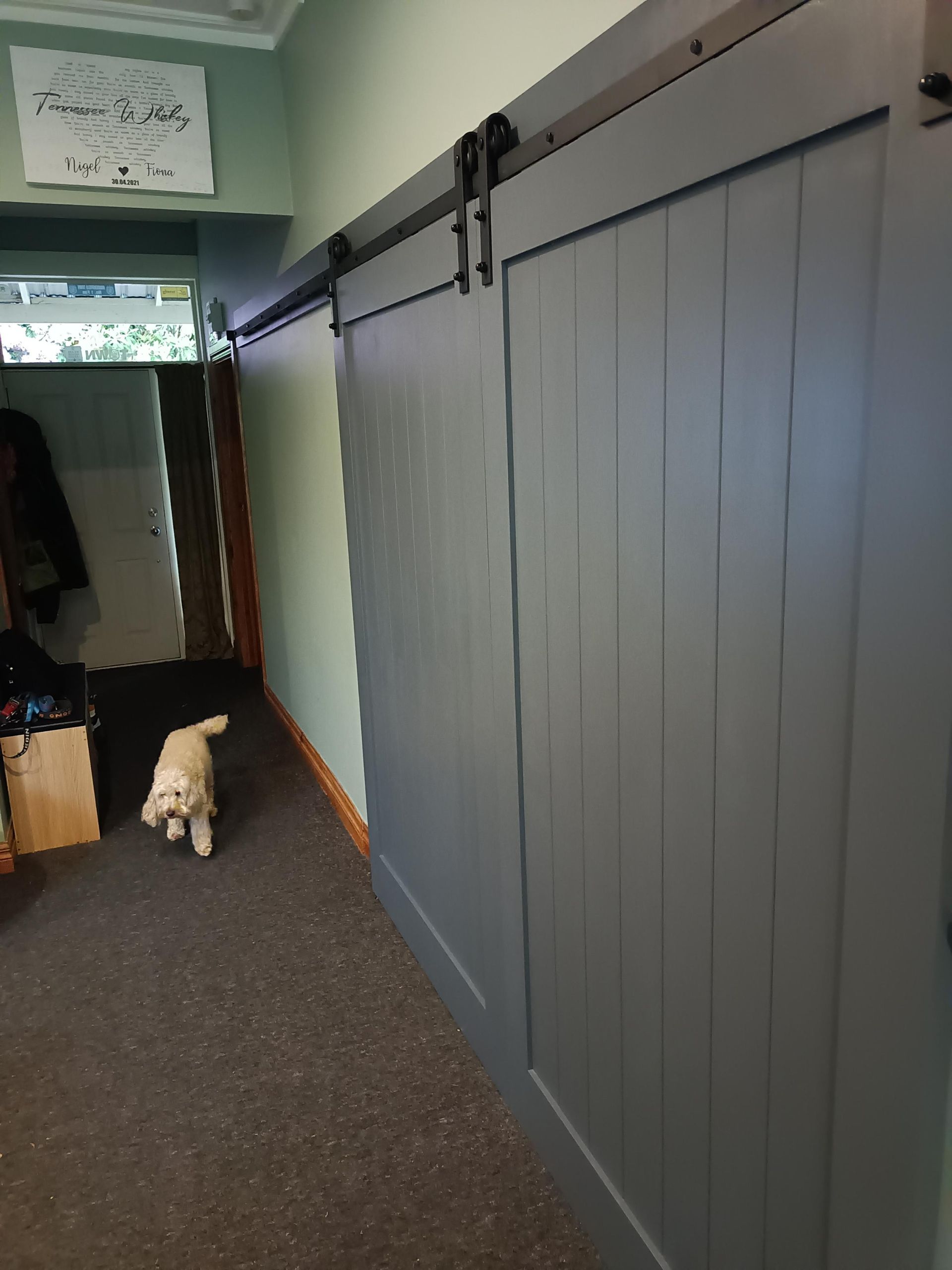 pair of grey barn doors