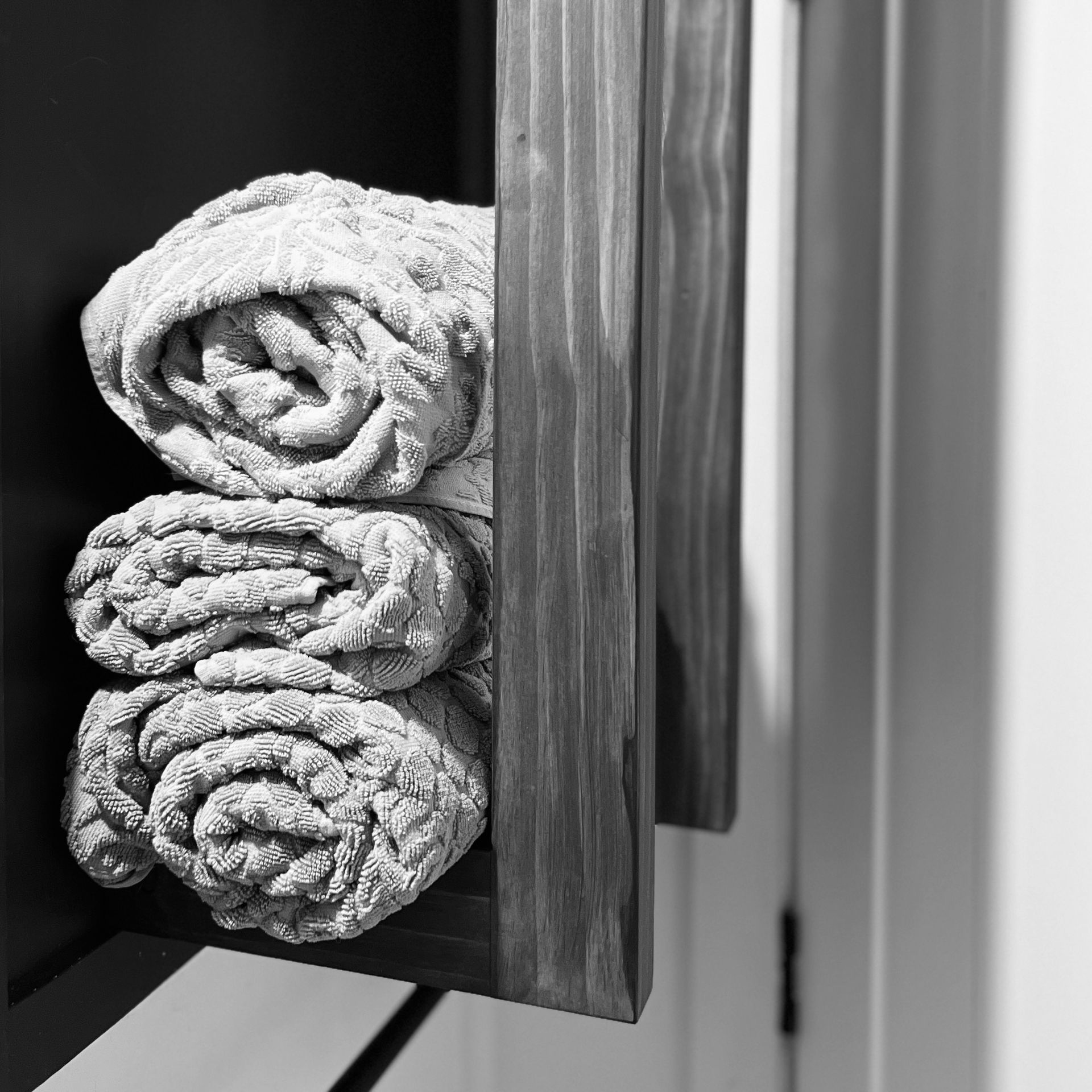 wooden towel rack