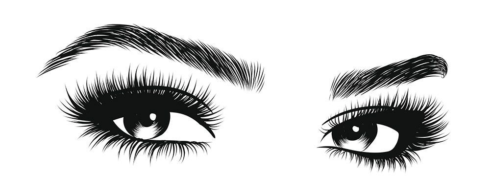 Illustration von Augen mit Augenbrauen und Wimpern