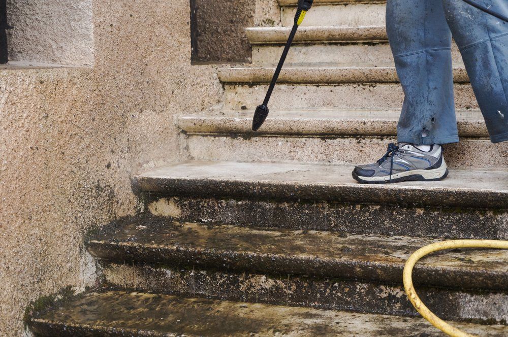 Removing the Dirt on the Concrete Steps — DS Cleaning Services in Sunshine Coast, QLD