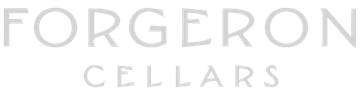 The forgeron cellars logo is gray and white on a white background.