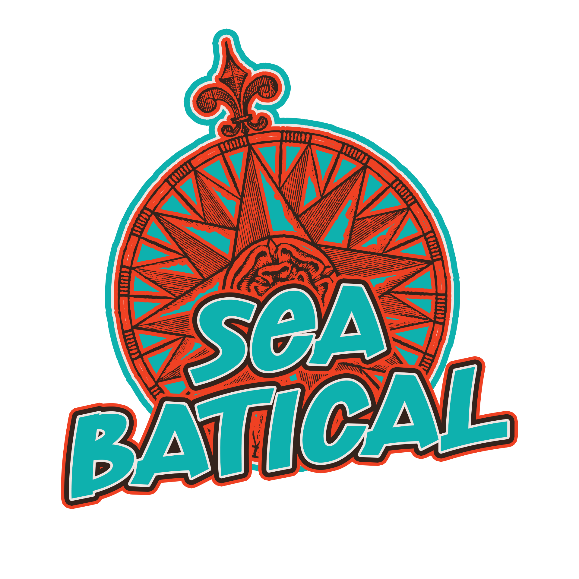 A logo for sea batical with a compass on top of it